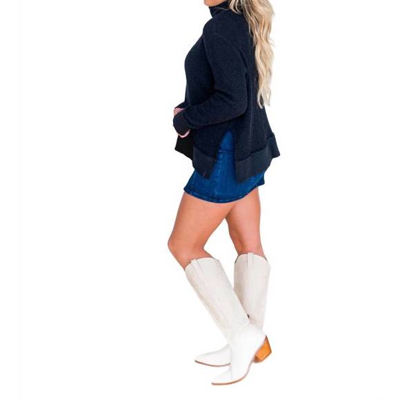 NEW FREE PEOPLE tommy turtleneck sweater in black - Picture 2 of 3